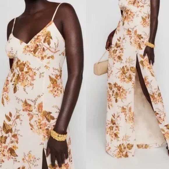 NEW Reformation Nadira Bella print Floral Midi Dress, size 6 $298 - Picture 3 of 7